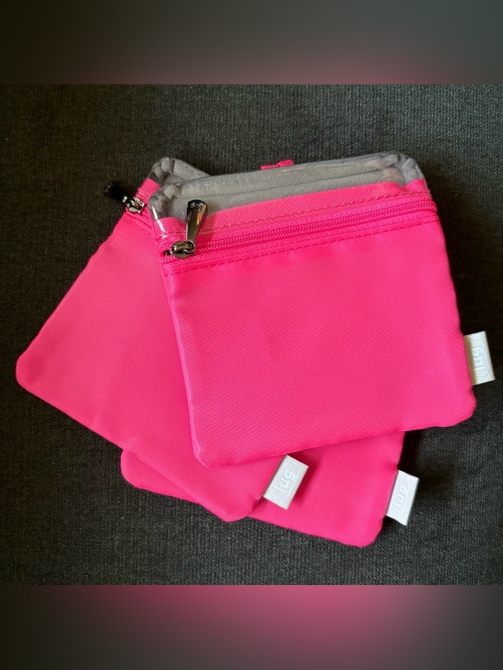 lug Twinkle Mini Pouch Set of 3 in Magenta  NWT